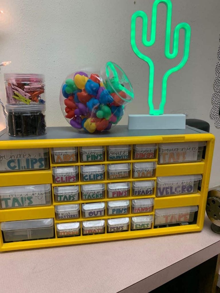 teacher toolkit with cute labels for an organized classroom