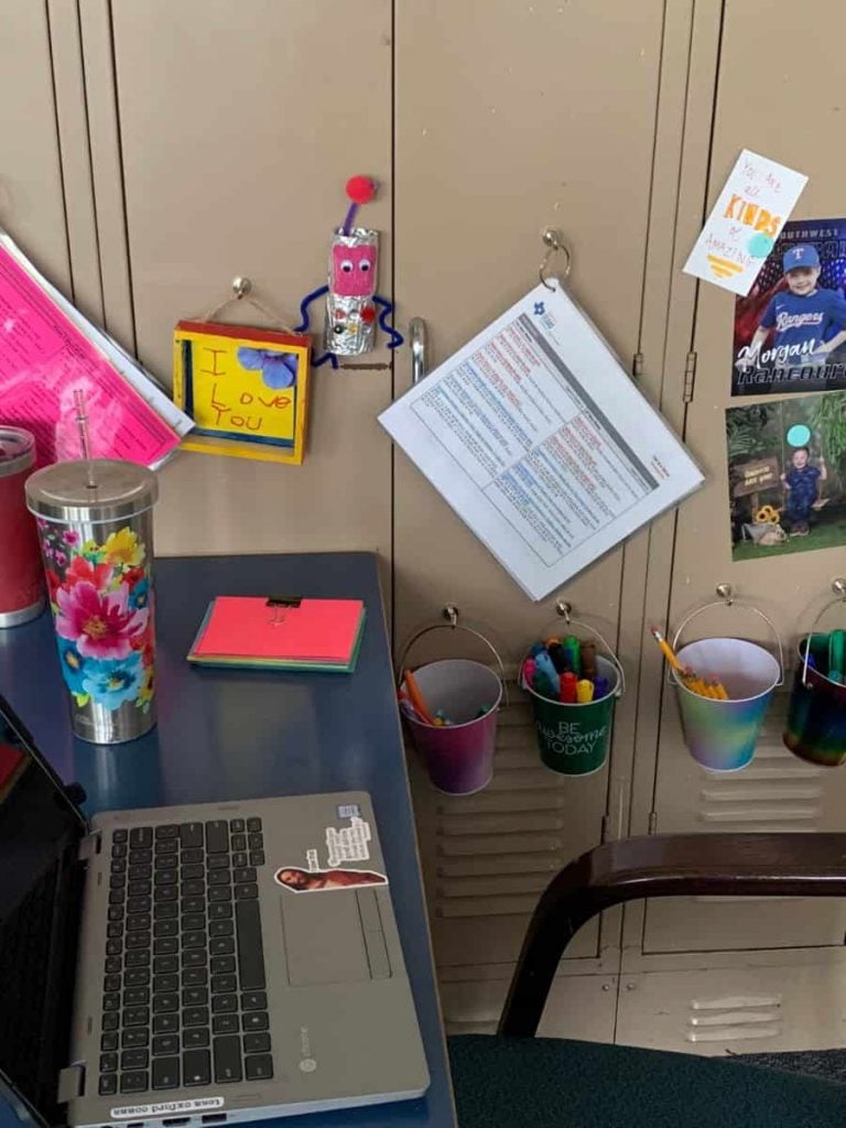 teacher desk ideas - make use of nearby lockers